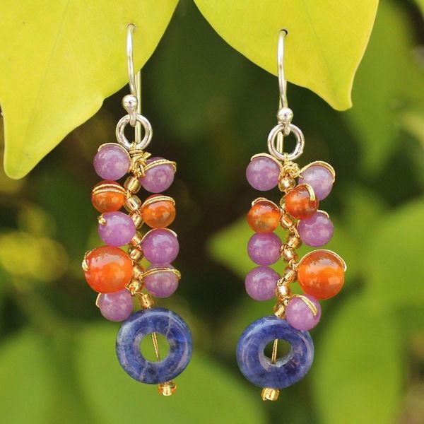 Alternate image for Unique Carnelian Cluster Earrings Radiant Color