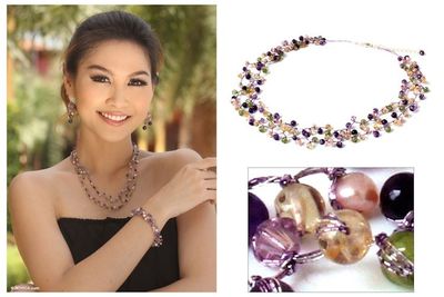 Alternate image for Pearl and Amethyst Beaded Necklace Mystic Passion
