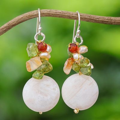 Alternate image for Multi-Gemstone Beaded Cluster Earrings from Thailand Thai Joy
