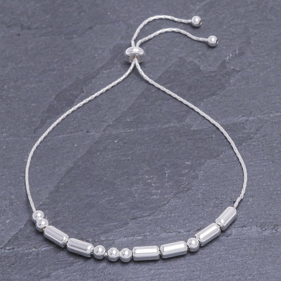 Hand Crafted Sterling Silver Morse Code Beaded Bracelet 'Message of Unity'