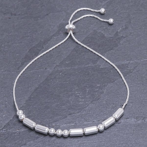 Alternate image for Hand Crafted Sterling Silver Morse Code Beaded Bracelet Message of Unity