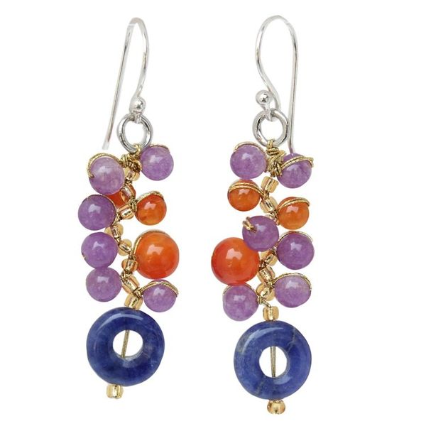 Alternate image for Unique Carnelian Cluster Earrings Radiant Color