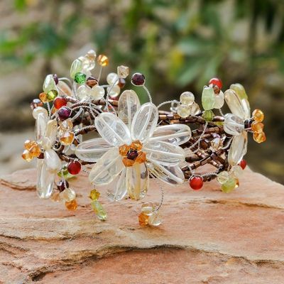 Alternate image for Unique Thai Floral Multigem Wristband Bracelet Garland