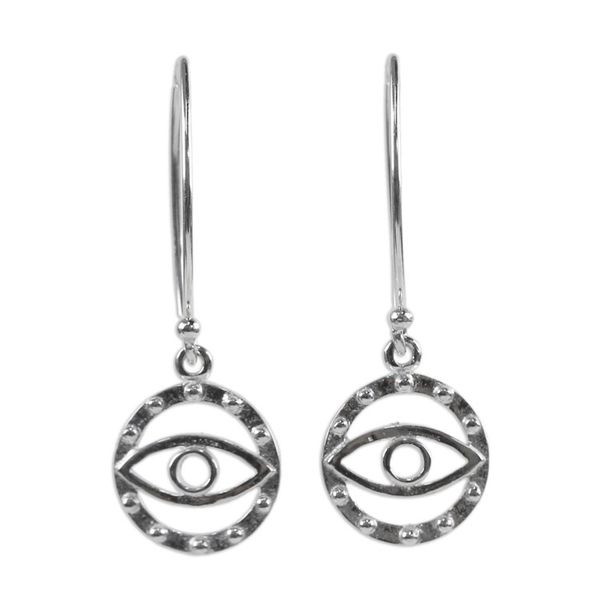 Alternate image for Artisan Crafted Mystical Eyes 925 Sterling Silver Earrings Mesmerizing Eyes
