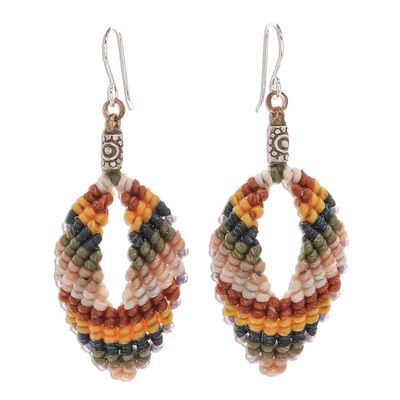 Alternate image for Macrame and Bead Dangle Earrings Mini Boho in Multi