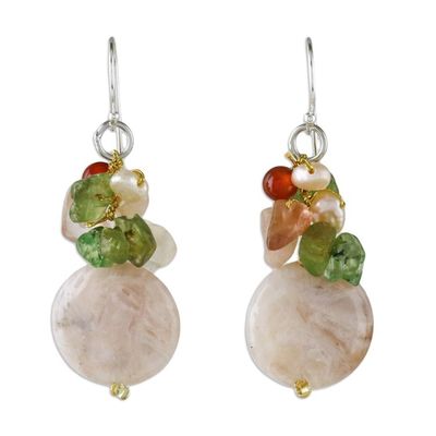 Alternate image for Multi-Gemstone Beaded Cluster Earrings from Thailand Thai Joy