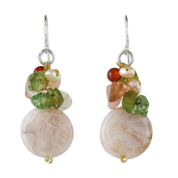 Alternate image for Multi-Gemstone Beaded Cluster Earrings from Thailand Thai Joy