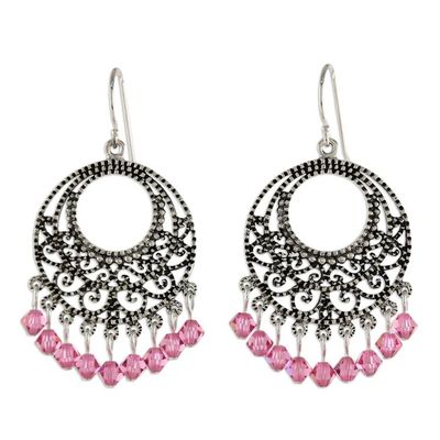 Alternate image for Sterling Silver Chandelier Earrings Moroccan Rose