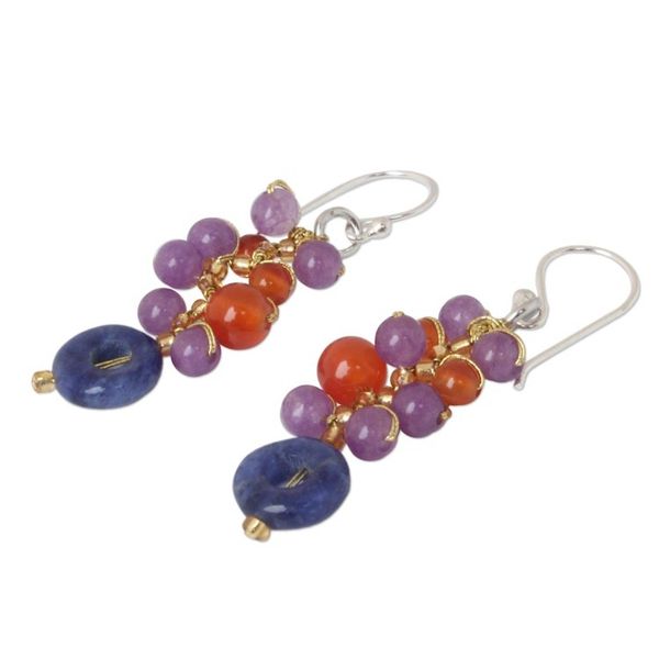 Alternate image for Unique Carnelian Cluster Earrings Radiant Color