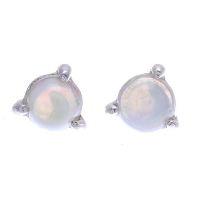 Alternate image for Hand Made Opal Gemstone Stud Earrings Hidden Moon