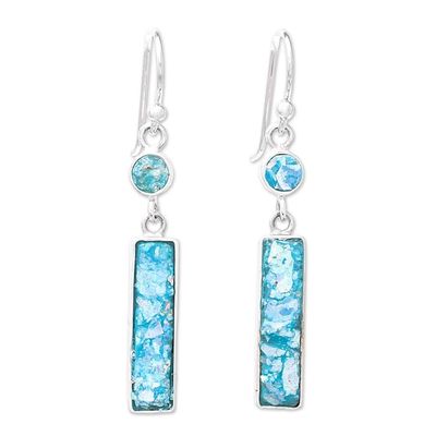 Alternate image for Rectangular Roman Glass Dangle Earrings from Thailand Roman Magic