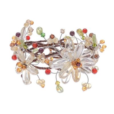 Alternate image for Unique Thai Floral Multigem Wristband Bracelet Garland
