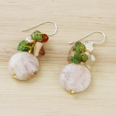 Alternate image for Multi-Gemstone Beaded Cluster Earrings from Thailand Thai Joy
