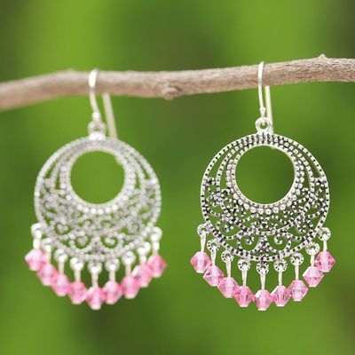 Alternate image for Sterling Silver Chandelier Earrings Moroccan Rose