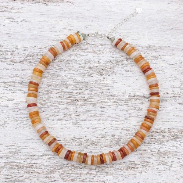 Alternate image for Jade Beaded Necklace in Brown from Thailand Elegant Stones in Brown