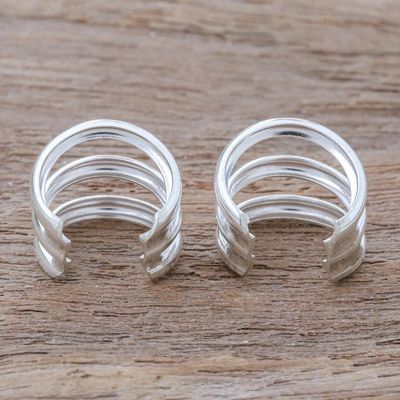 Alternate image for Polished Sterling Silver Ear Cuffs Medium Wave