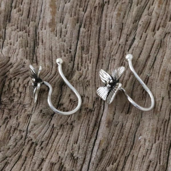 Alternate image for Sterling Silver Orchid Flower Ear Cuffs from Thailand Petite Orchids