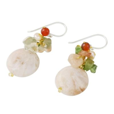 Alternate image for Multi-Gemstone Beaded Cluster Earrings from Thailand Thai Joy