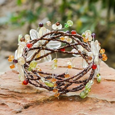 Alternate image for Unique Thai Floral Multigem Wristband Bracelet Garland