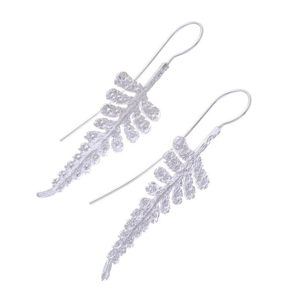 Alternate image for Leafy Sterling Silver Drop Earrings from Thailand Descending Fronds