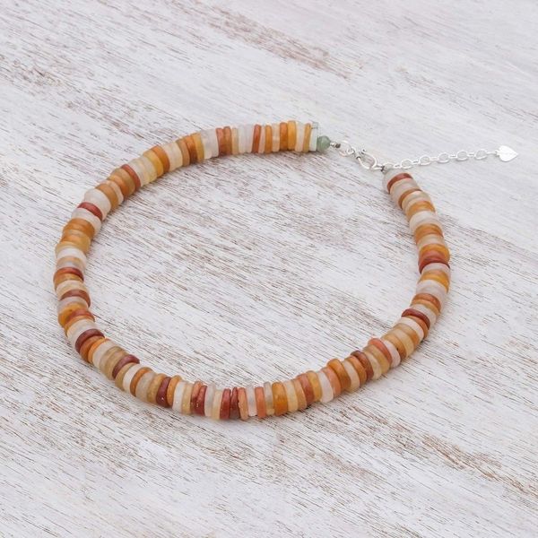 Alternate image for Jade Beaded Necklace in Brown from Thailand Elegant Stones in Brown