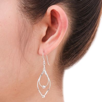 Alternate image for Hand Made Modern Sterling Silver Dangle Earrings Fabulous