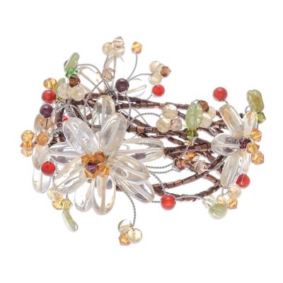 Alternate image for Unique Thai Floral Multigem Wristband Bracelet Garland