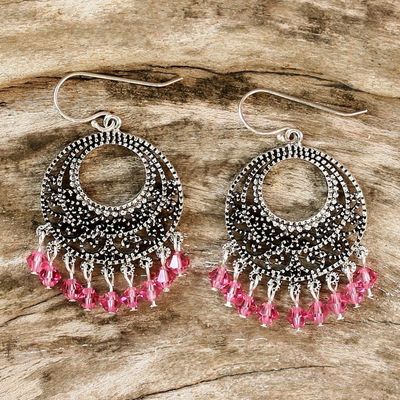 Alternate image for Sterling Silver Chandelier Earrings Moroccan Rose