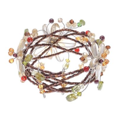 Alternate image for Unique Thai Floral Multigem Wristband Bracelet Garland