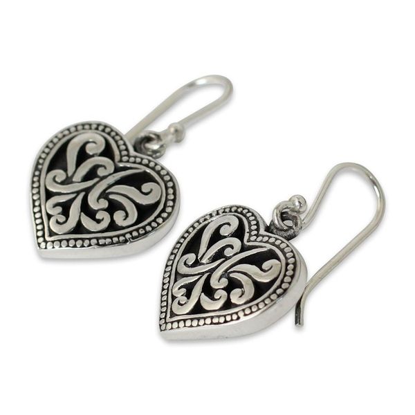 Alternate image for Handmade Romantic Sterling Silver Dangle Earrings Lighthearted Love