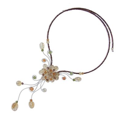 Alternate image for Hand Made Floral Citrine Necklace Bohemian Sunflower