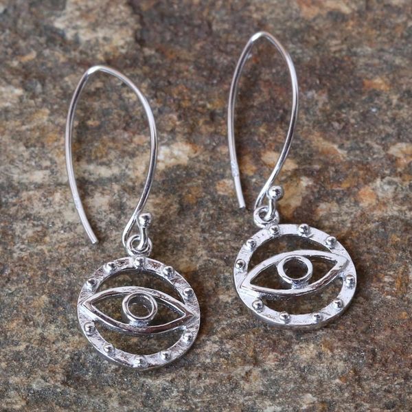 Alternate image for Artisan Crafted Mystical Eyes 925 Sterling Silver Earrings Mesmerizing Eyes