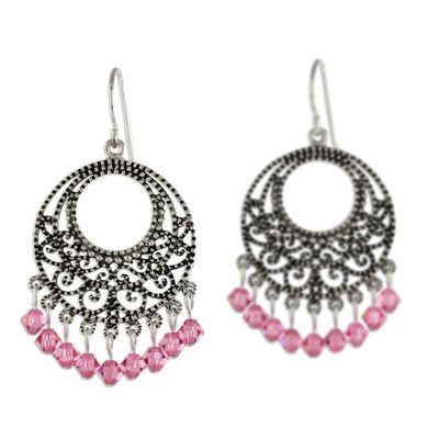 Alternate image for Sterling Silver Chandelier Earrings Moroccan Rose