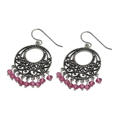 Alternate image for Sterling Silver Chandelier Earrings Moroccan Rose