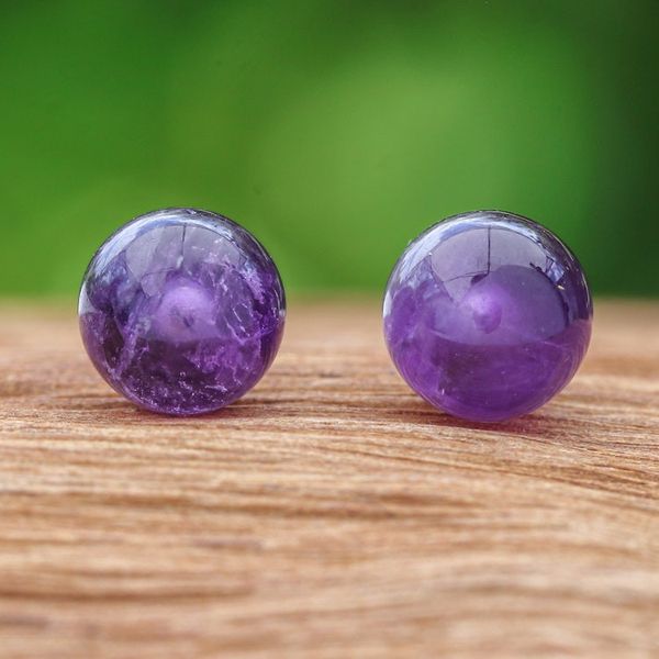 Alternate image for Amethyst Stud Earrings with Sterling Silver Posts Wisdom Dimension
