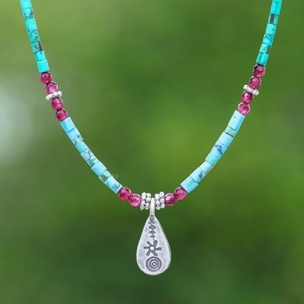 Alternate image for Polished Hill Tribe Multi-Gemstone Pendant Necklace Paradise Lover