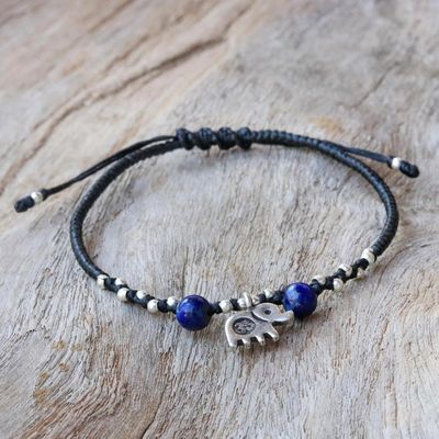 Alternate image for Karen Silver and Lapis Lazuli Elephant Beaded Bracelet Spiritual Elephant