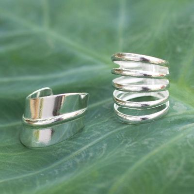 Primary image for Modern Sterling Silver Ear Cuff Earrings Pair Modern Day
