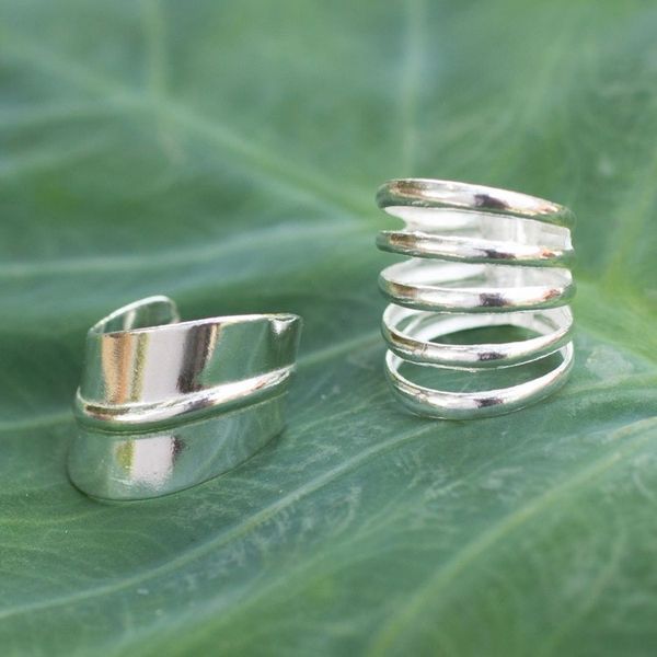 Alternate image for Modern Sterling Silver Ear Cuff Earrings Pair Modern Day
