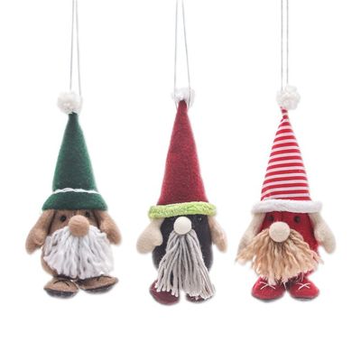 Alternate image for Set of Three Holiday-Themed Felt Gnome Ornaments Christmas Gnomes