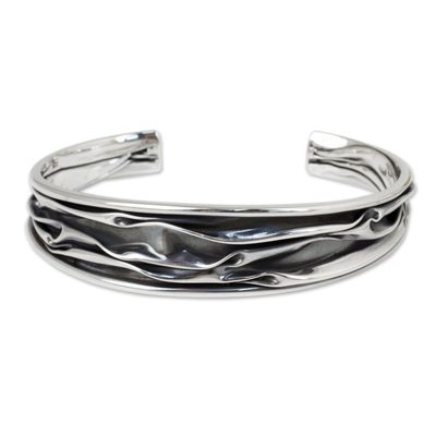 Alternate image for Hand Crafted Sterling Silver Cuff Bracelet from Thailand Narrow River