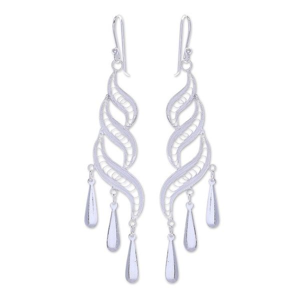 Alternate image for Handcrafted Sterling Silver Filigree Dangle Earrings Three Graces