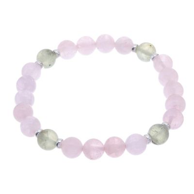 Alternate image for Rose Quartz and Prehnite Beaded Stretch Bracelet Forest Romance