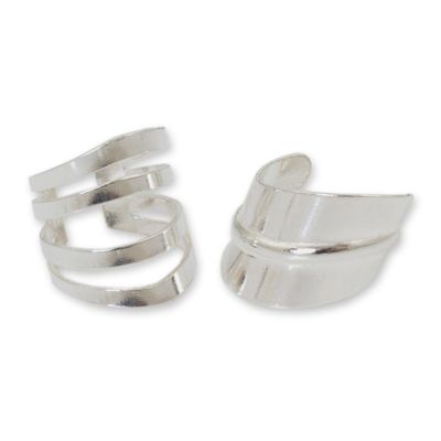Alternate image for Modern Sterling Silver Ear Cuff Earrings Pair Modern Day