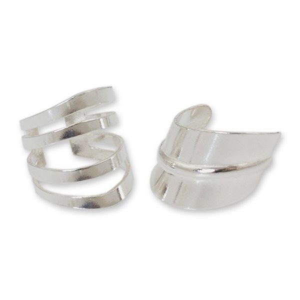 Alternate image for Modern Sterling Silver Ear Cuff Earrings Pair Modern Day