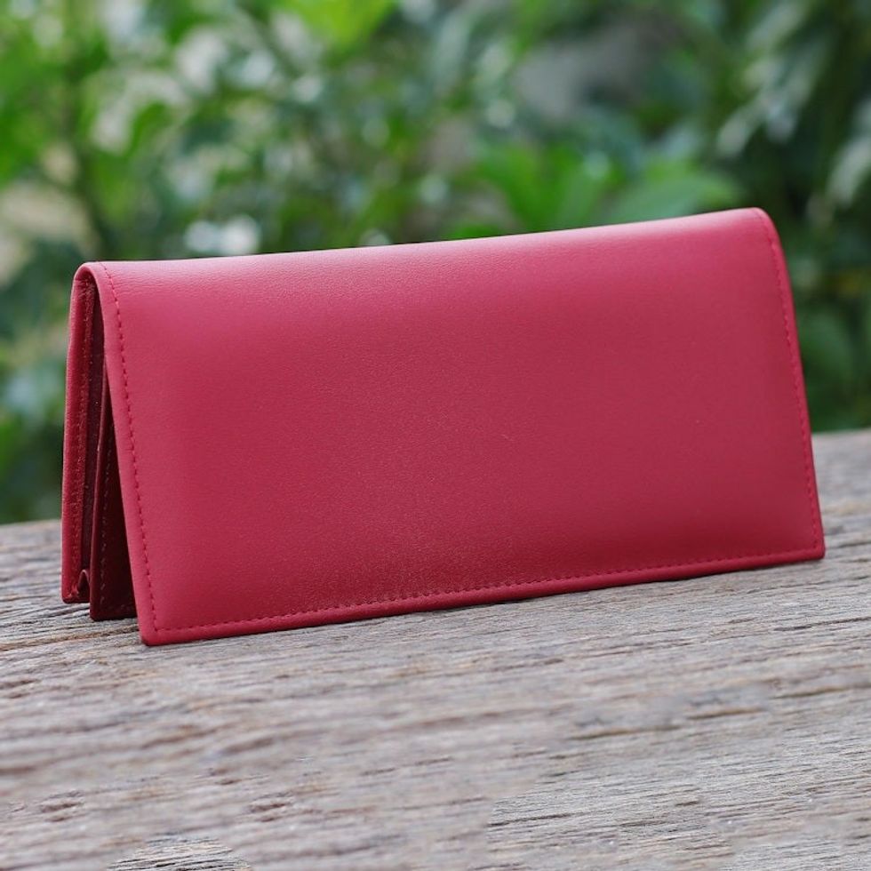 Hand Crafted Red Leather Wallet 'Five Alarm'