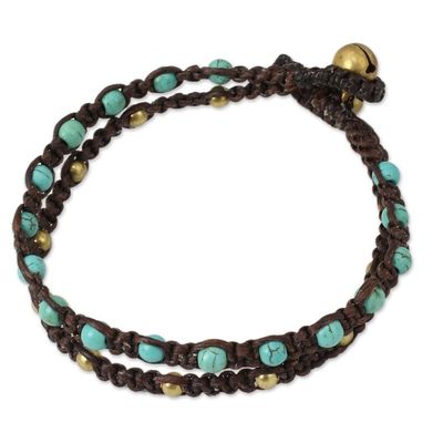 Alternate image for Brass Bracelet Turquoise-color Gems Braided Jewelry Aqua Boho Chic