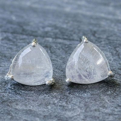 Alternate image for Rainbow Moonstone and Sterling Silver Stud Earrings Moonstone Night