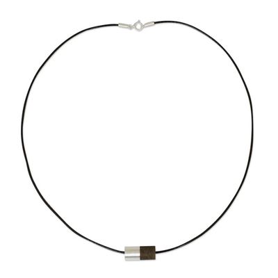 Alternate image for Thai Hand Made Wood and Silver Mens Pendant Necklace Perfect Balance