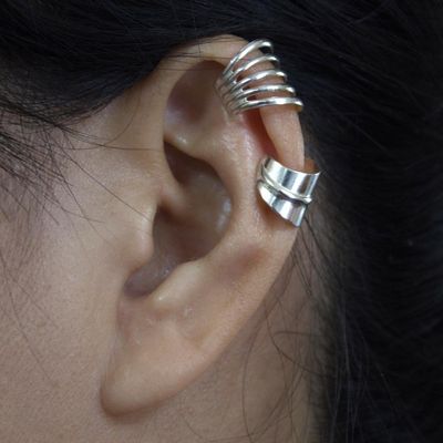 Alternate image for Modern Sterling Silver Ear Cuff Earrings Pair Modern Day